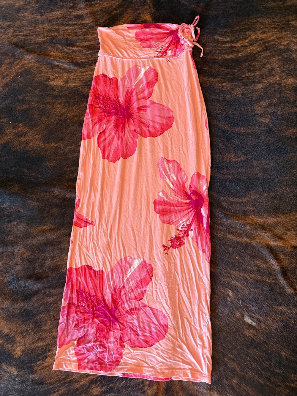 No Boundaries Pink Floral Tie-Waist Maxi Skirt